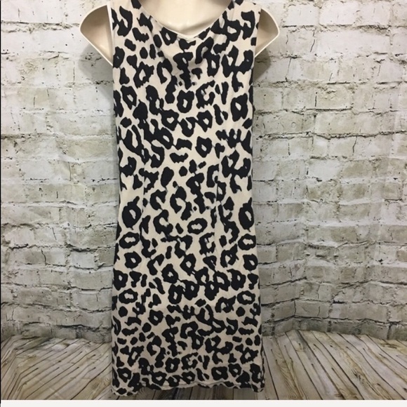 LOFT Brown Animal Print Gathered Sheath Dress - Picture 3 of 5